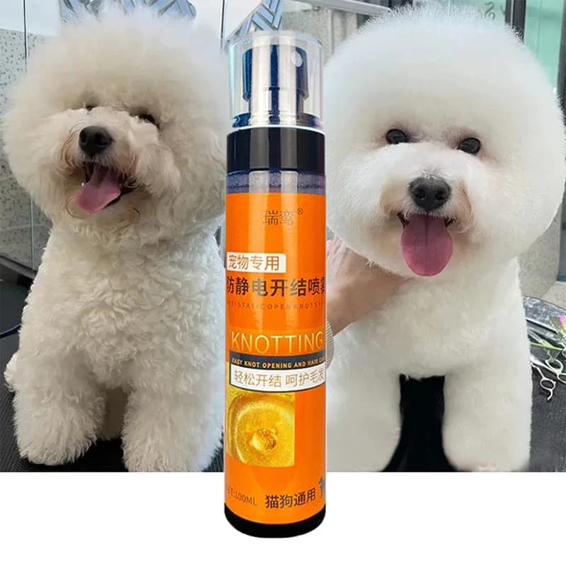 Spray per balsamo per capelli senza lavaggio per cappotto per animali domestici, soffice, liscio, morbido e lucido, pettine facile senza nodi per annodare i capelli del cane gatto