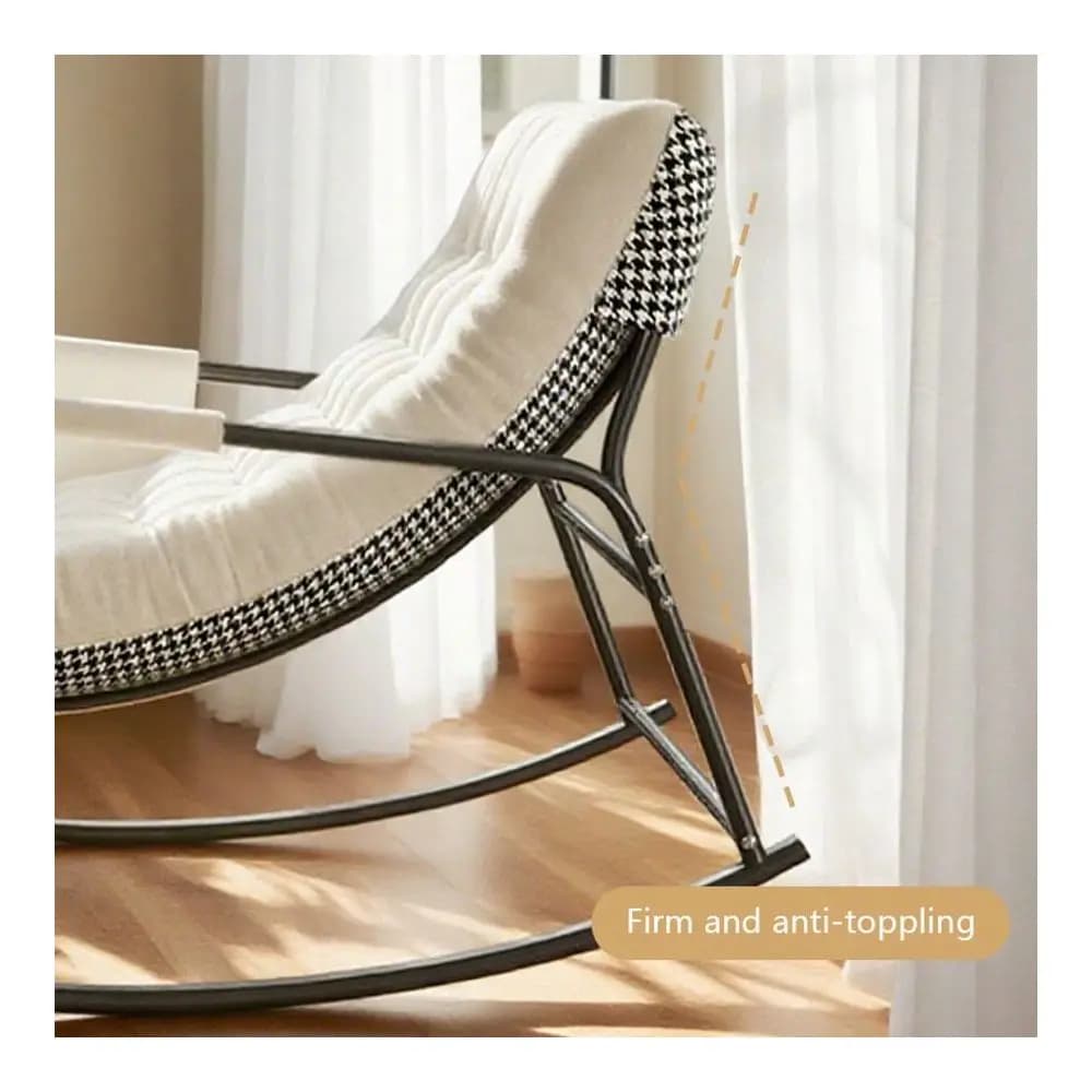Oversized Double Rocking Chair With Cushion, Heavy Duty 2Person Rocker Supports 500 Lbs, Indoor Outdoor Modern Patio Lounge Cha