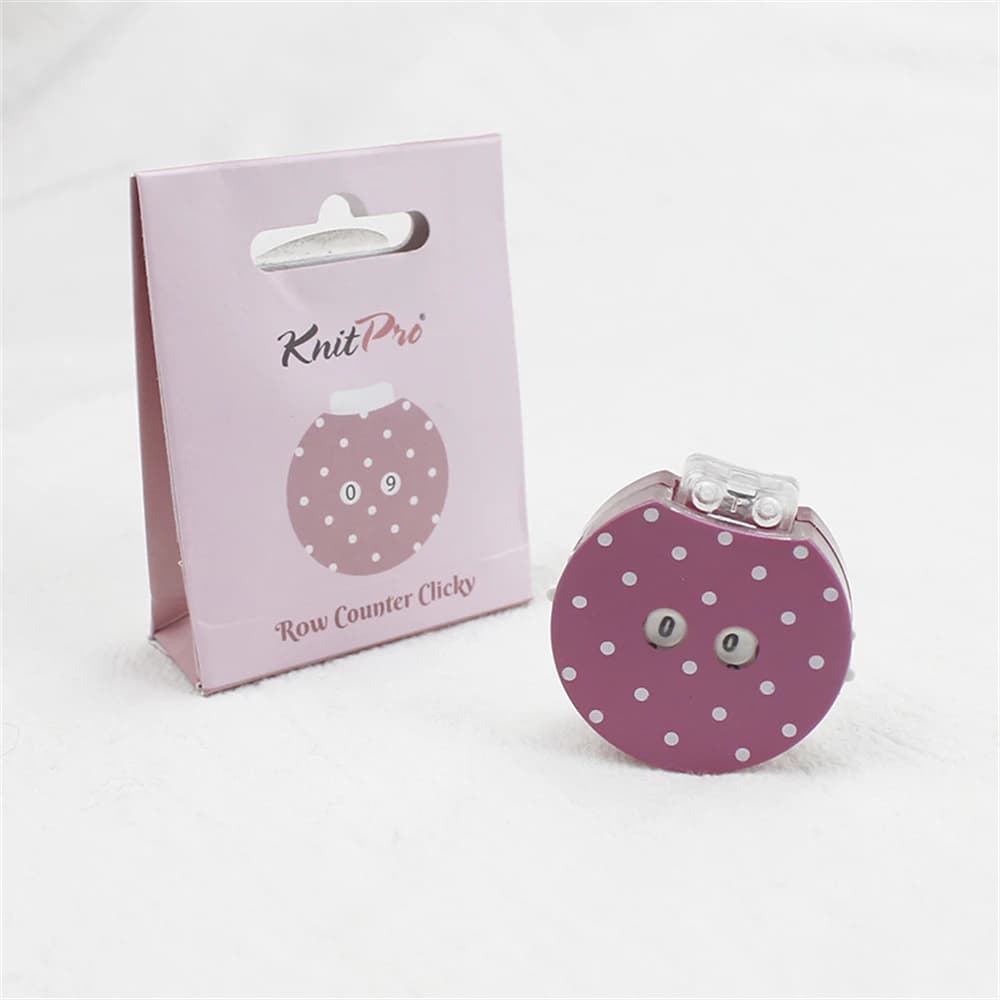 Knitpro Pink Teal Row Counter Clicky, accessorio manuale per maglieria in plastica adorabile e utile