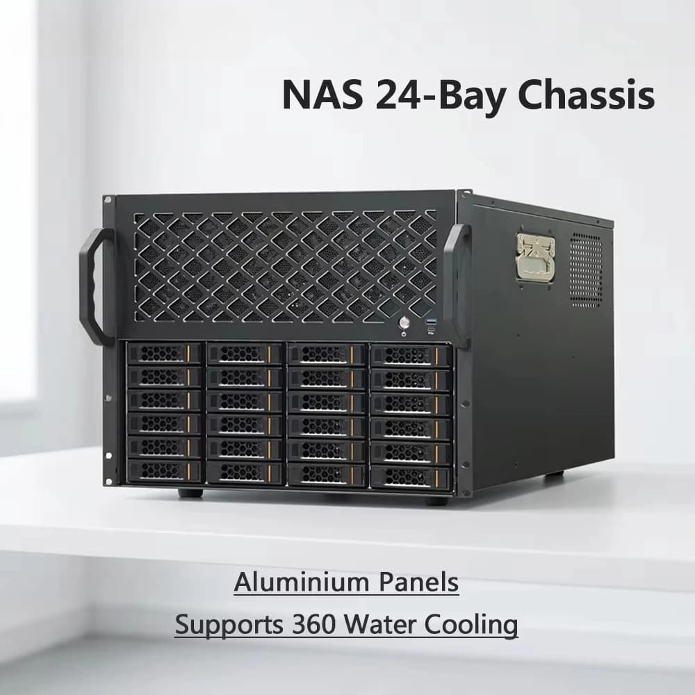 24-drive Nas case Rackmount Support ATX Motherboard Redundant Power Supply 360 Water-cooled Storage Server