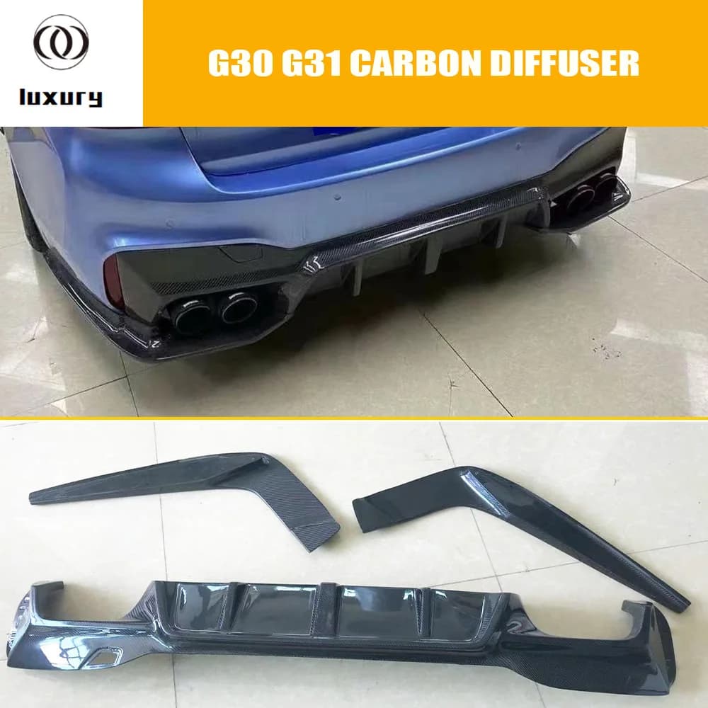 Diffusore paraurti posteriore in fibra di carbonio stile 3D con estensione laterale Spats Splitter per BMW G31 G30 520 530 540 550 F90 M5 17-23