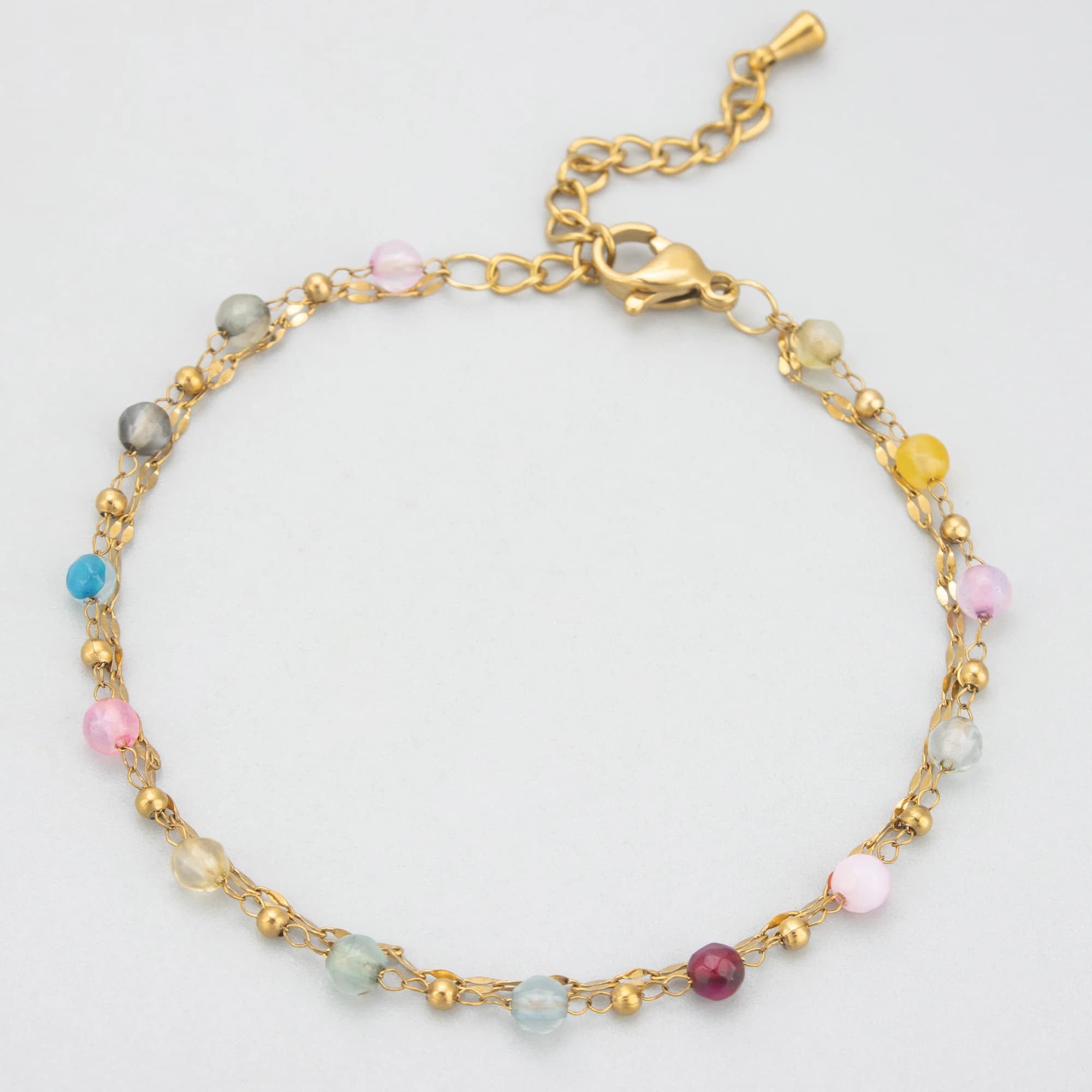 GUFEATHER, 1 pezzo/lotto, MH53, braccialetto fatto a mano alla moda, acciaio inossidabile, pietre naturali, bracciale a doppio strato per donna
