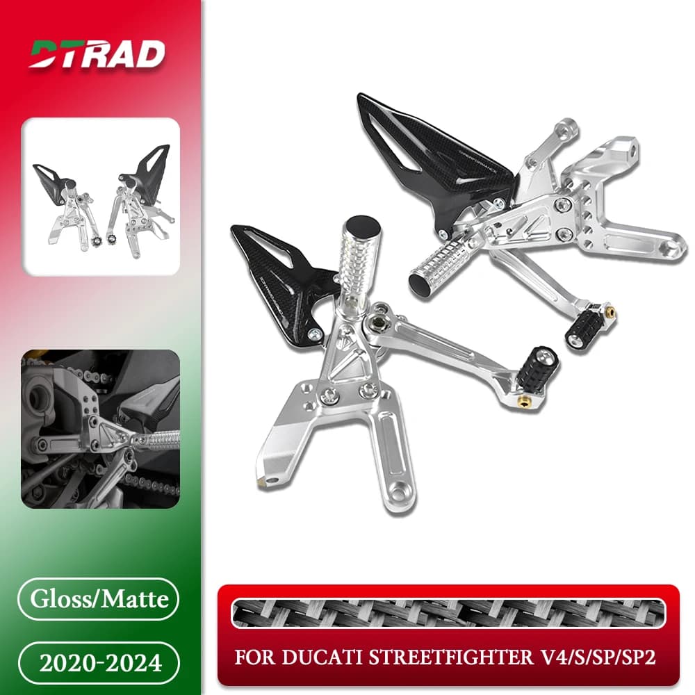 Per Ducati Streetfighter V4 V4S/SP/SP2 2020-2024 Moto CNC Billet Regolabile Rearset Poggiapiedi Pedana Set Protezione Tacco In Carbonio