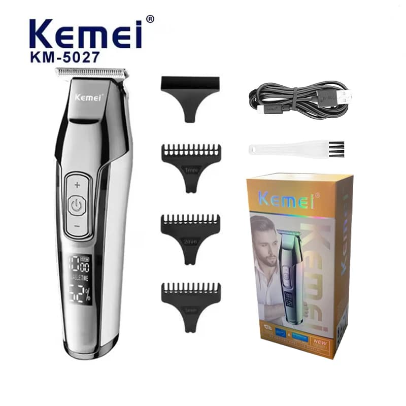 Kemei KM-5027 Professional Haircut Barbiere Barba Trimmer Electric Haircuts Rechargeable Wireless Display