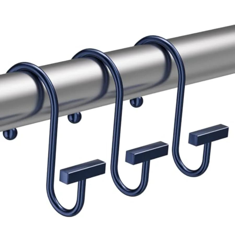 Ganci per Tenda Doccia, Anelli Antiruggine per Tenda Doccia, 12 Pezzi Ganci per Tenda Doccia, Design a T-Bar Comodo ed Elegante S