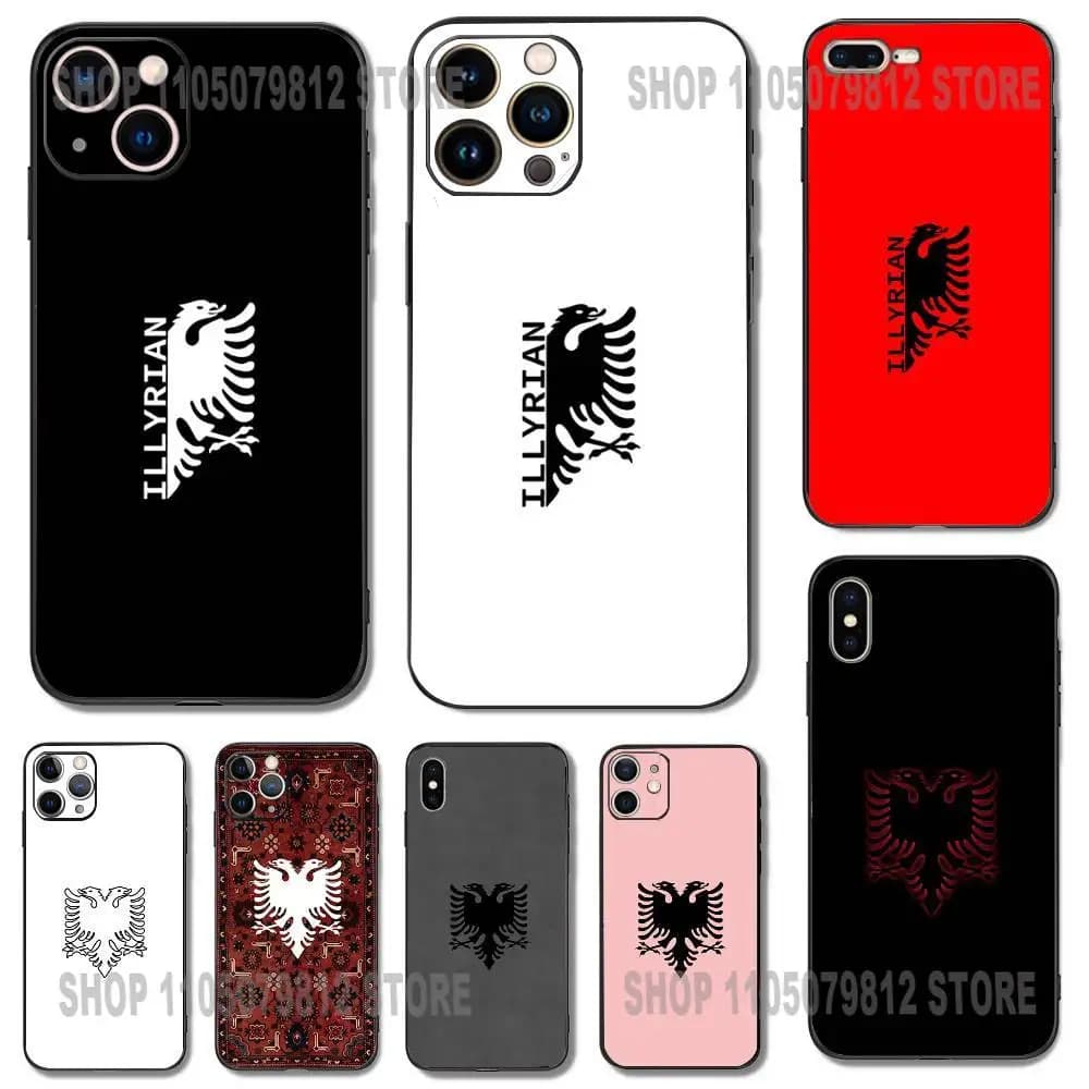 Custodia per telefono con bandiera dell'Albania Passaporto Illyrian Eagle per iPhone 17 16,15,14,13,12,11,Pro,XS,Max,XR,Plus,Mini Silicone antiurto