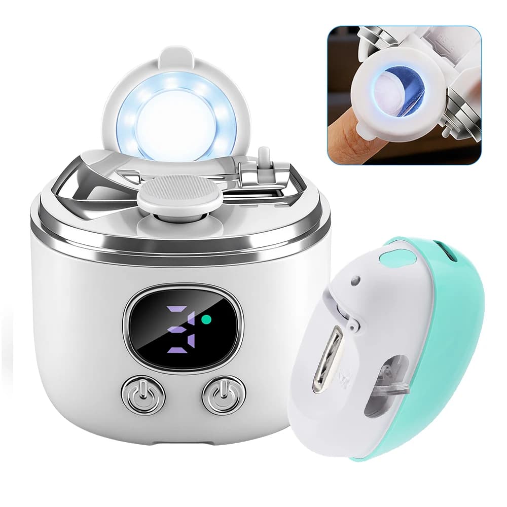 Electric nail cutter with 2.5X magnification lens for elders, Remove Cuticol, 3-in-1 with Intelligent LED Light, Nail cutter for the whole family