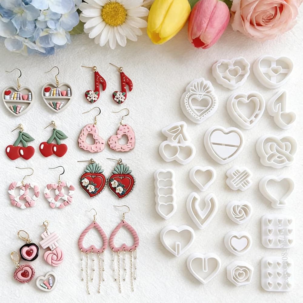 Cuore di San Valentino Formine per argilla polimerica Dolce fragola Ciliegia Dessert Orecchini Ciondolo per gioielli Creazione di stampi per argilla ceramica