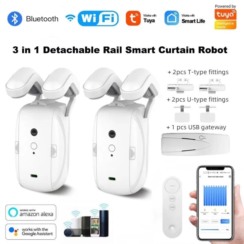 Tuya motore per tende pista staccabile WIFI BLE Tuya Smart Electric Curtain Robot Curtain Motor APP controllo vocale Alexa Google Home