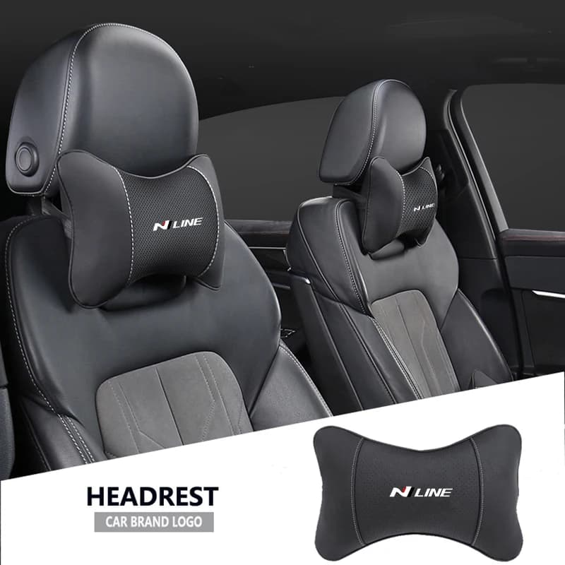 1Pcs Car Seat Headrest Auto Logo Neck Pillow For Hyundai Genesis N-LINE I10 I30 I20 I40 IX20 IX35 Kona Getz Veloster Tucson