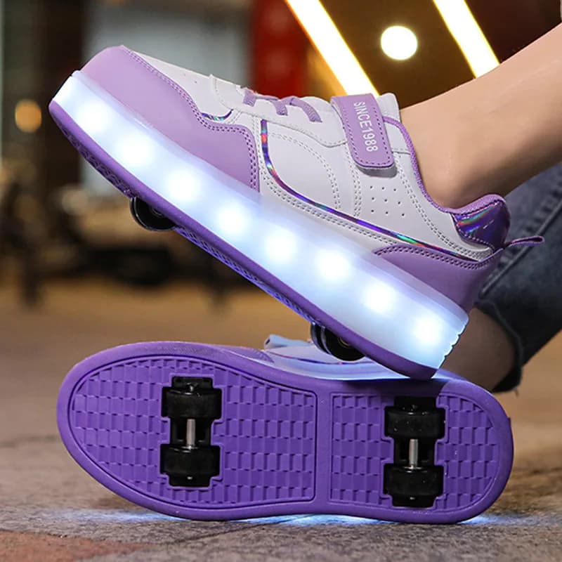 Wheel Skating Shoes With Wheels 4 Wheel Gymnastics Shoes Children's Roller Shoes Removable Wheel Skating Shoes 2 in 1 for Parkour Skating