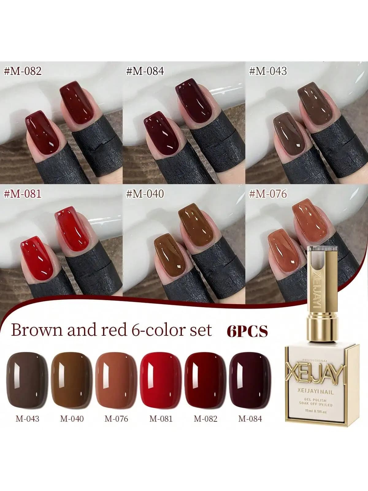 XEIJAYI 6 pezzi moda unghie art smalto gel per unghie ammollo UV LED gel per unghie salone strumenti per nail art femminili unghie di moda