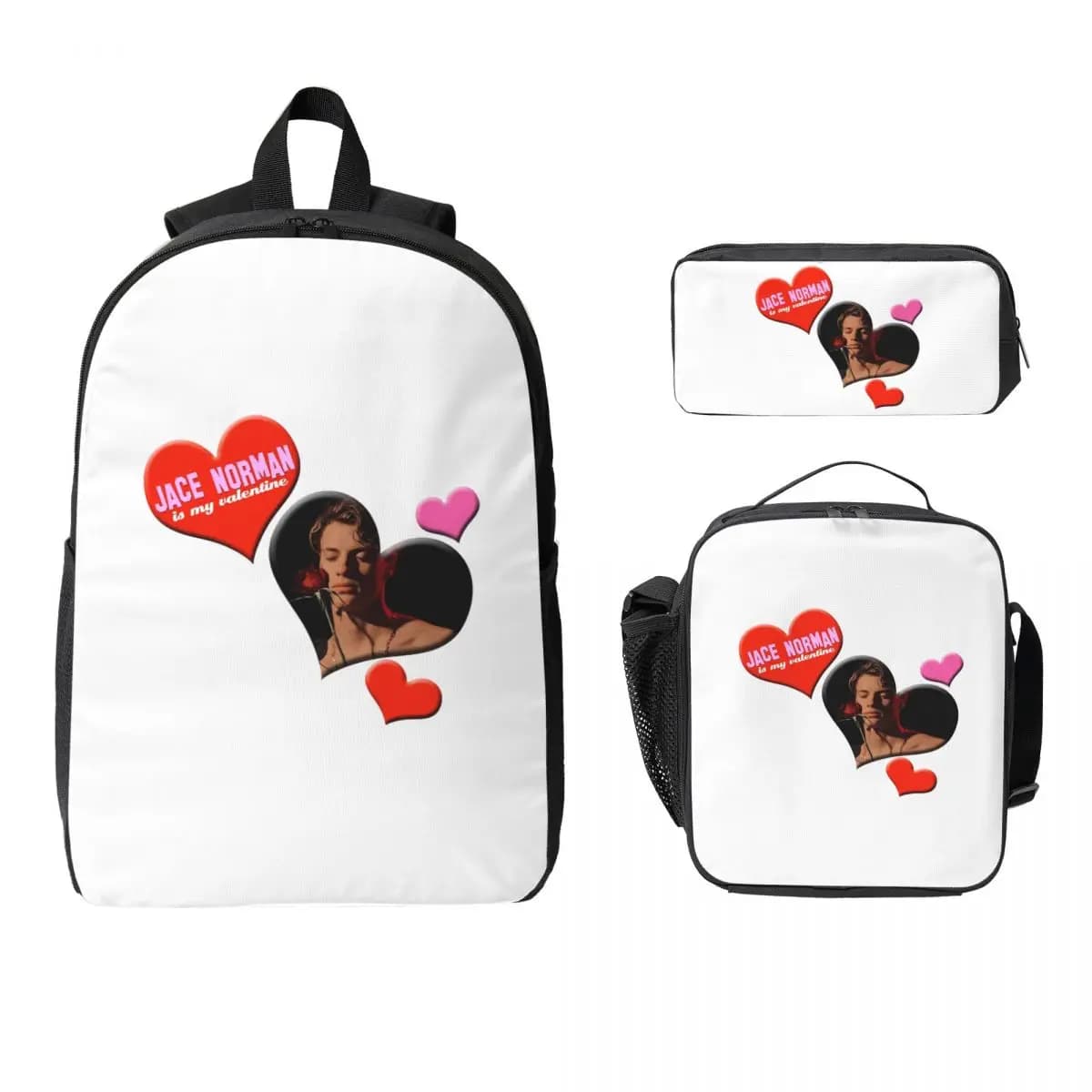 Jace Norman Is My Valentine Backpack Student BookBag School Bag Laptop Shoulder Bags 3ps Insulated Lunch Bag Pencil Case