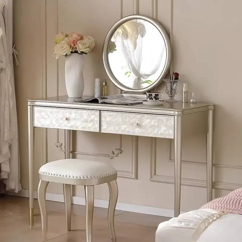 Tavolo da Trucco in Legno Antico per Ragazze, Decorazioni di Lusso, Organizzatore per Camera da Letto, Tavolo da Toeletta per Salone, Arredamento per la Casa