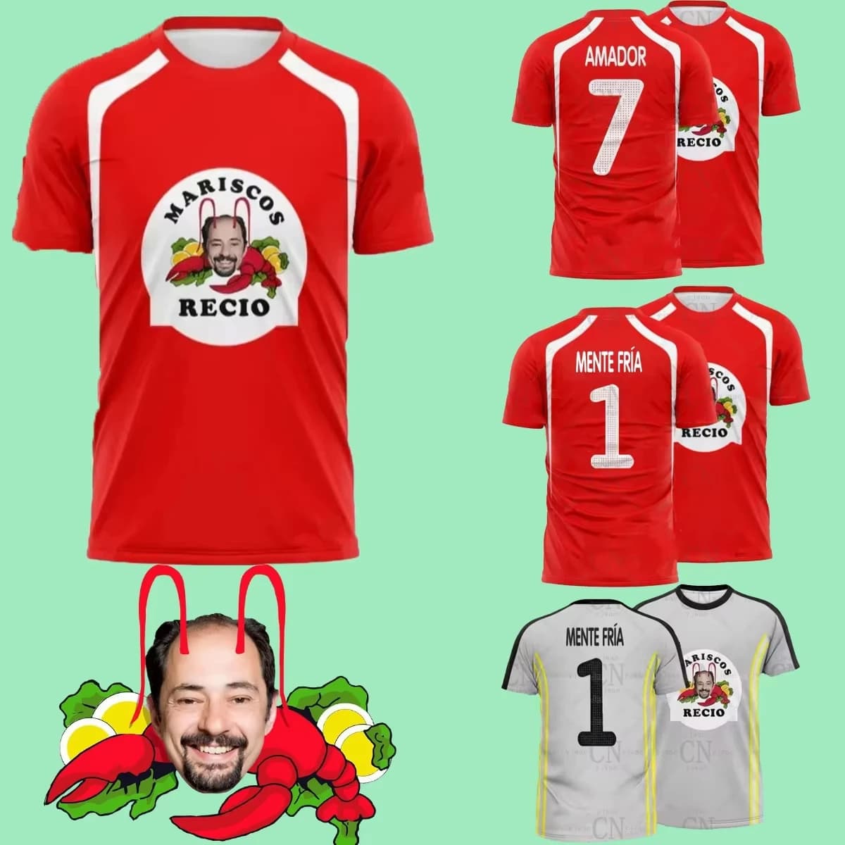 Antonio Recio Seafood Lobster Graphic Printed Football Shirt Breathable Speed Drying Sportswear Summer Adult Kid'S T-Shirt
