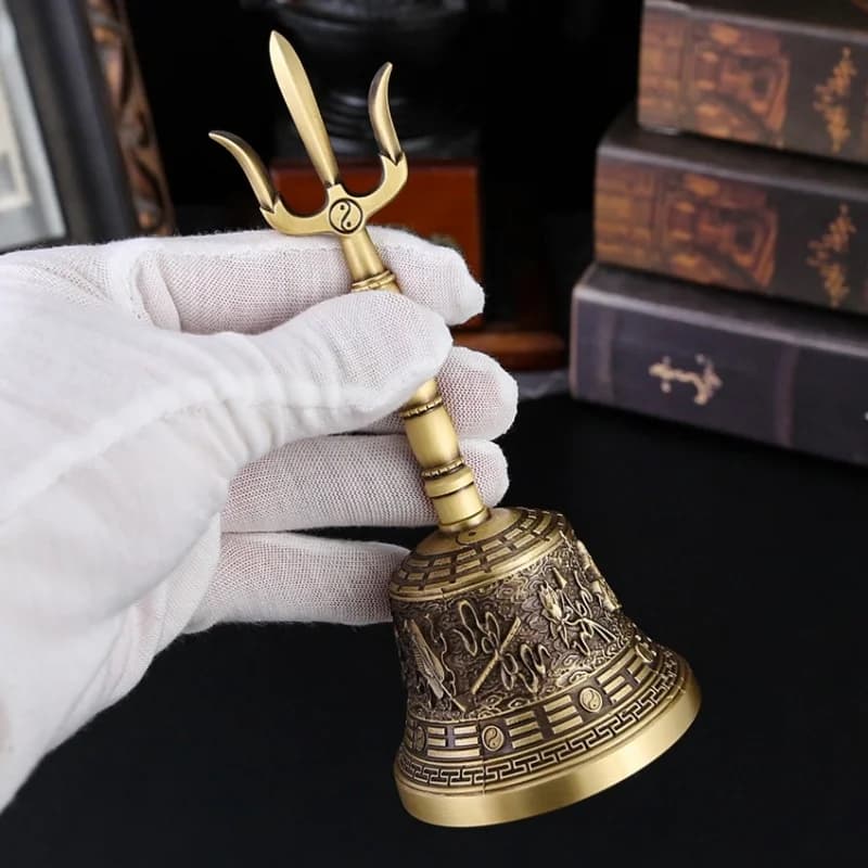 Bronze Hand Bell Tibetan Style Diamond Pestle Method Copper Bell Engraved Sanskrit Ornaments Nepalese Crafted Handbell