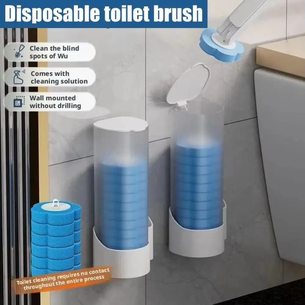 360 ° Kit per la pulizia del WC con manico lungo, spazzola per la pulizia del WC montata a parete, testine di ricambio da 6/36 pezzi