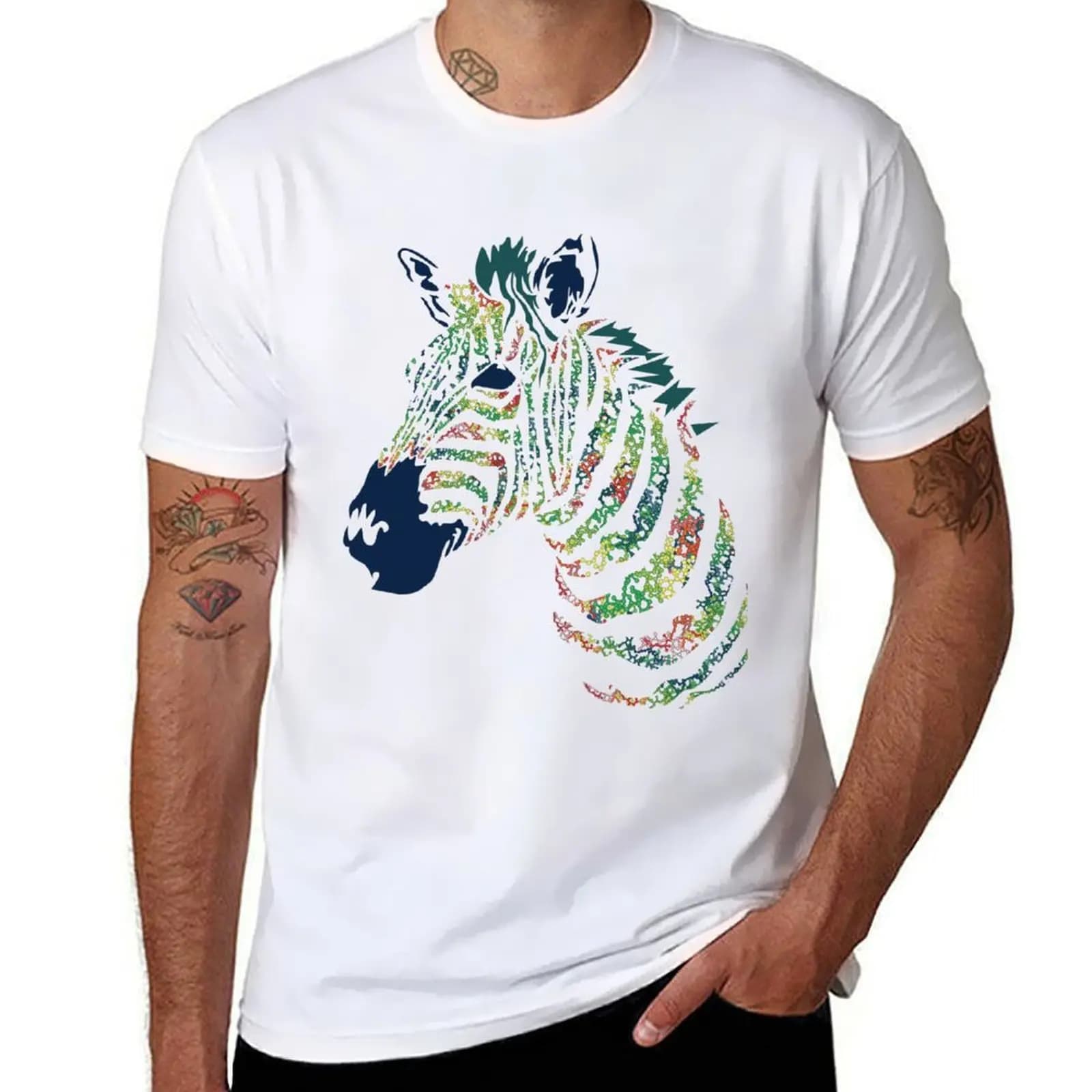 Zebra Collagen T-shirt, fashionable short sleeve casual top