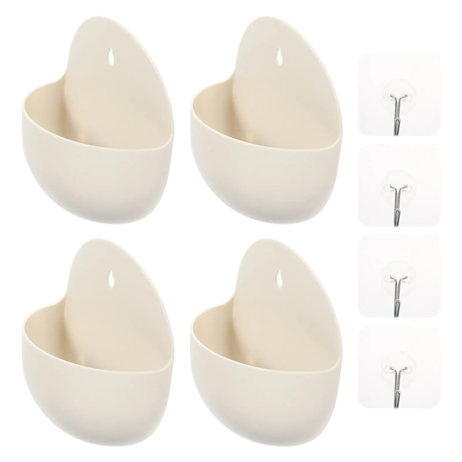 Set di 4 Vasi da Fiori Semicircolari in Plastica per Balcone, Contenitori per Piante da Giardino, Decorazione Salvaspazio per Esterni