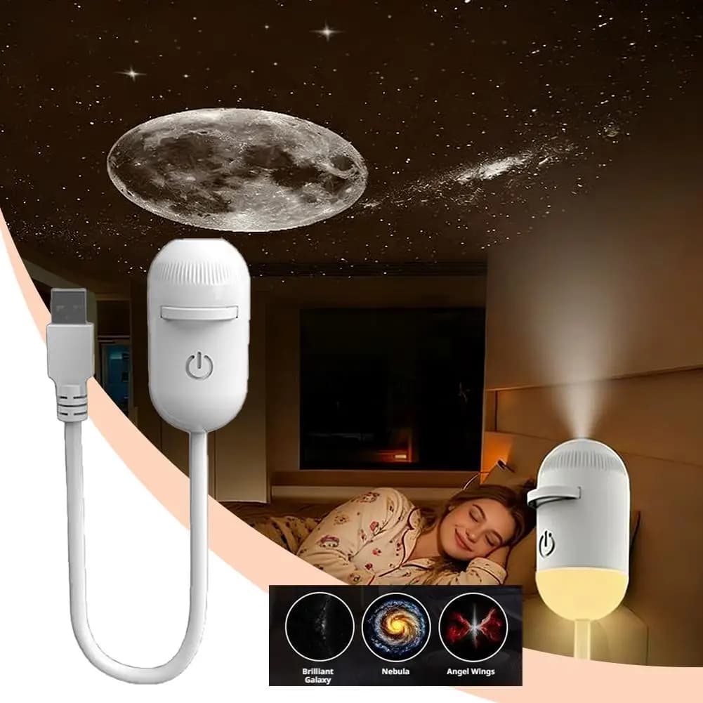 Mini proiettore di stelle 2 in 1, luce notturna USB portatile, lampada ambientale cielo stellato con 10 pellicole per camera da letto, regalo per bambini, decorazione, 1 pezzo