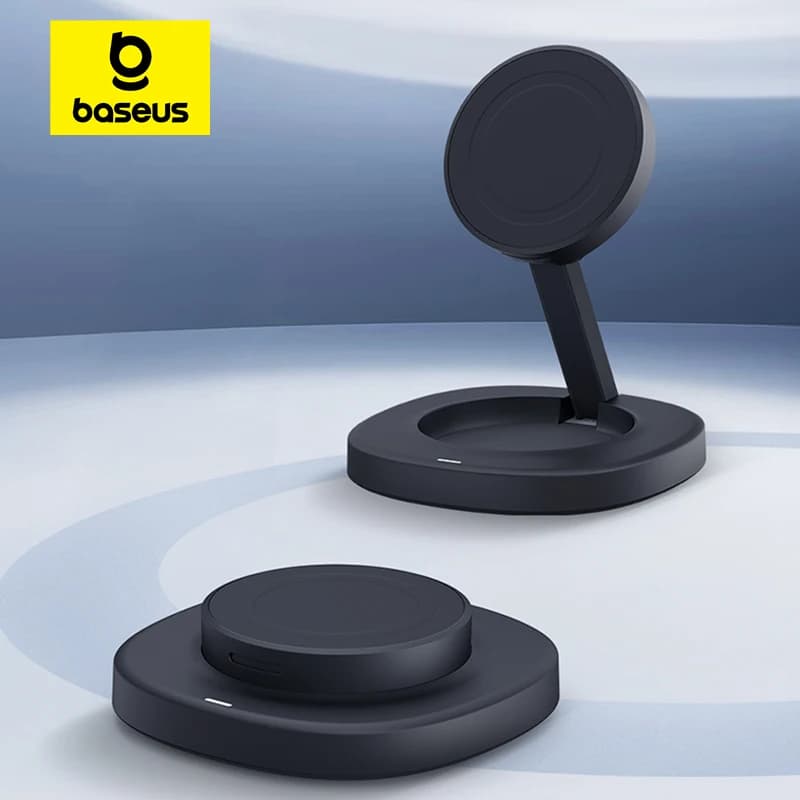 Baseus Qi2 15W Foldable Wireless Charger Support Magnetic Adjustable View Corner for iPhone 16 15 14 13 AirPods 2a 3a Generation Pro