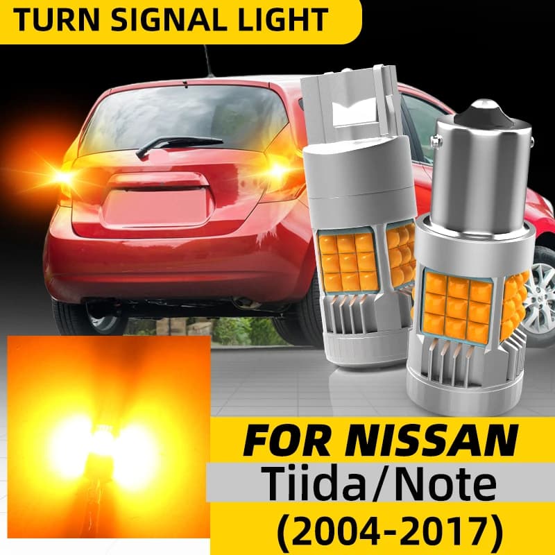 2pcs Car LED Turn Signal Lights Lamp Bulbs For Front/Rear Direction Indicator Amber For NIssan Note E11 E12 Tiida SC11 SC12