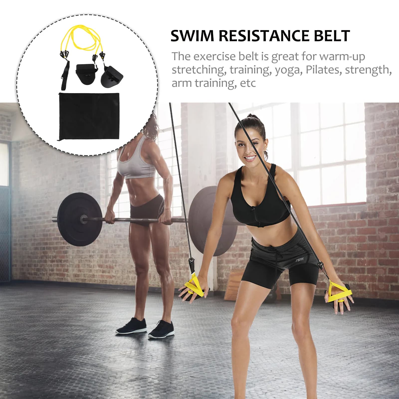 Cintura di Resistenza per Nuoto in TPE, Elastica, per Allenamento della Forza delle Braccia, Tecnica di Nuoto, Pilates, Yoga, Riscaldamento, Stretching, Portatile