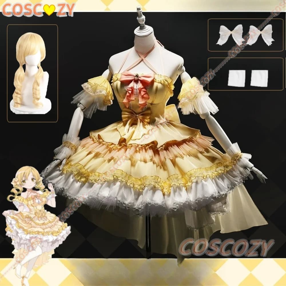 Anime Puella Magi Madoka Magica Costume Cosplay Uniform Wig Cosplay Tomoe Mami Magical Girl Performance Dress