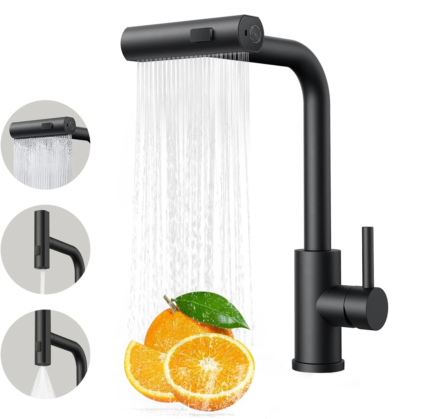 Rubinetti da cucina neri rotazione estraibile cascata flusso spruzzatore testa lavello miscelatore nichel spazzolato rubinetto dell'acqua Accessorie 3668