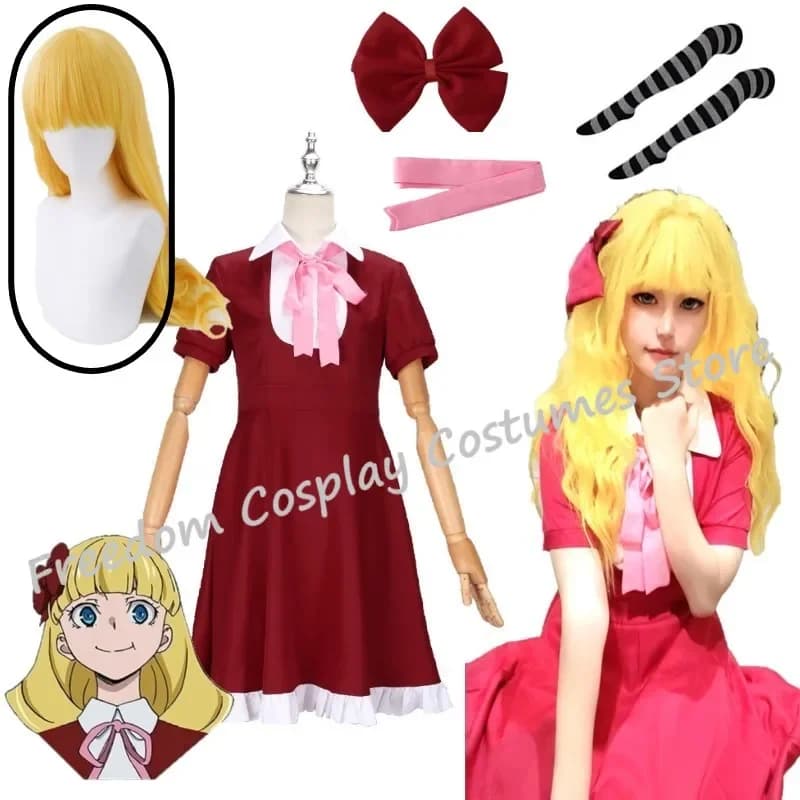 Anime Bungo Stray Dogs Alice Costume Cosplay Elise Abito rosso Parrucca Uniforme Halloween Party Alice Outfit per donne Abbigliamento per ragazze