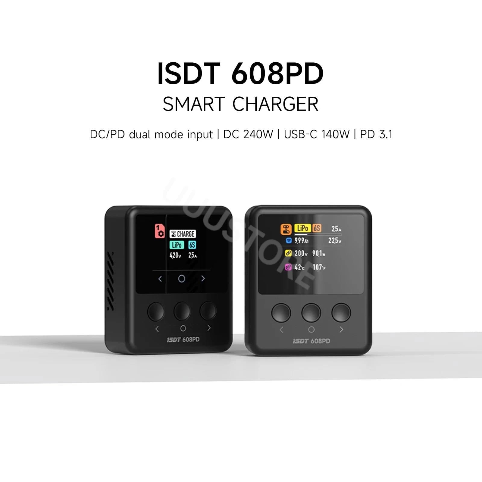 Scaricatore caricabatterie bilanciato Lipo ISDT 608PD, caricabatterie digitale intelligente DC 240W/10A PD 140W/5A per batterie RC LiFe/Lilon/LiPo/LiHV