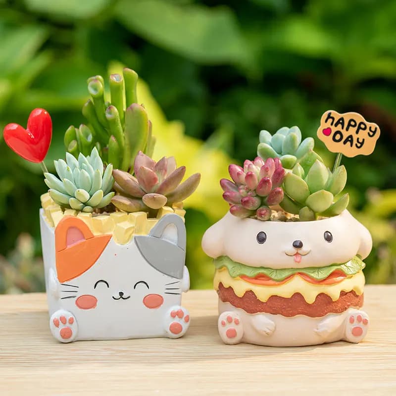 Serie di hamburger e patatine fritte animali fioriere vasi da fiori decorativi per piante grasse contenitore portamatite decorazioni per il giardino di casa