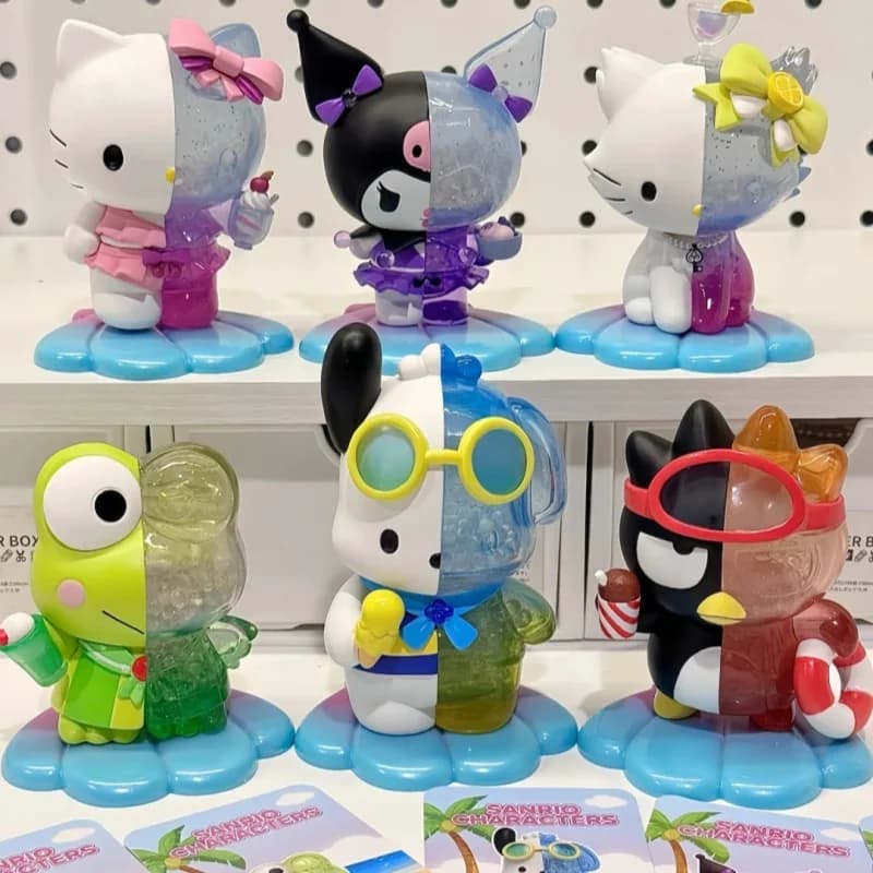 Sanrio Sea Breeze Series Blind Box Figure Kuromi Cinnamoroll pompon Purin Kerokero Keroppi Action figurine Model Statue Toys