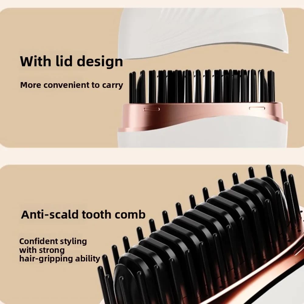 Hair brush with multifunctional electric heating, rechargeable hairdresser tool, portable wireless smoothing comb