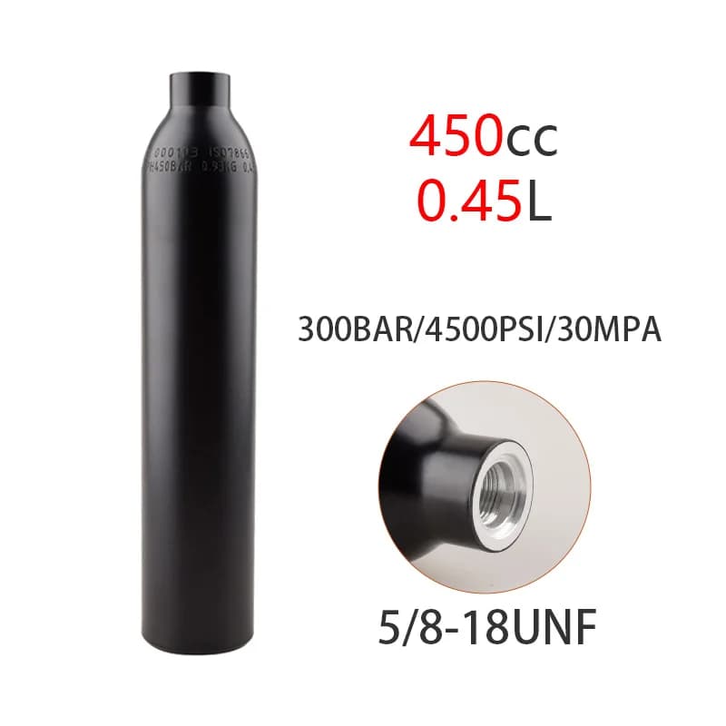 Bombola di gas acqua soda 450CC 0.45L 5/8-18UNF Serbatoio aria compressa 300BAR 4500PSI 30MPA Per stazione di immersione Raccordi per acquari