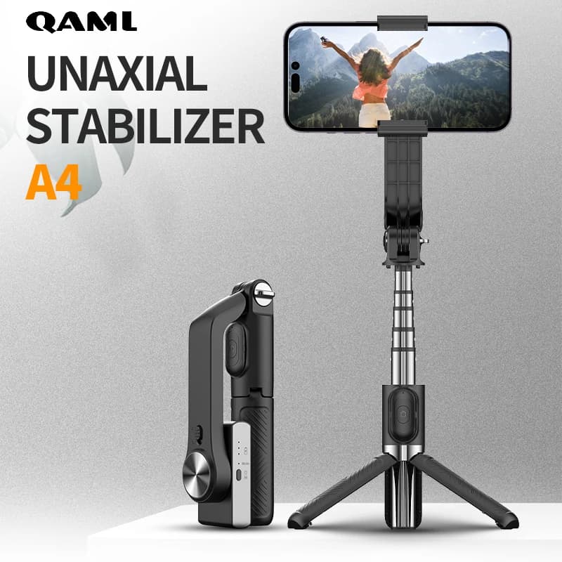 Stabilizzatore di testa QAML A4, 270 ° supporto girevole, ricarica USB, supporto per telefono regolabile, per iPhone/Samsung, 400mAh.