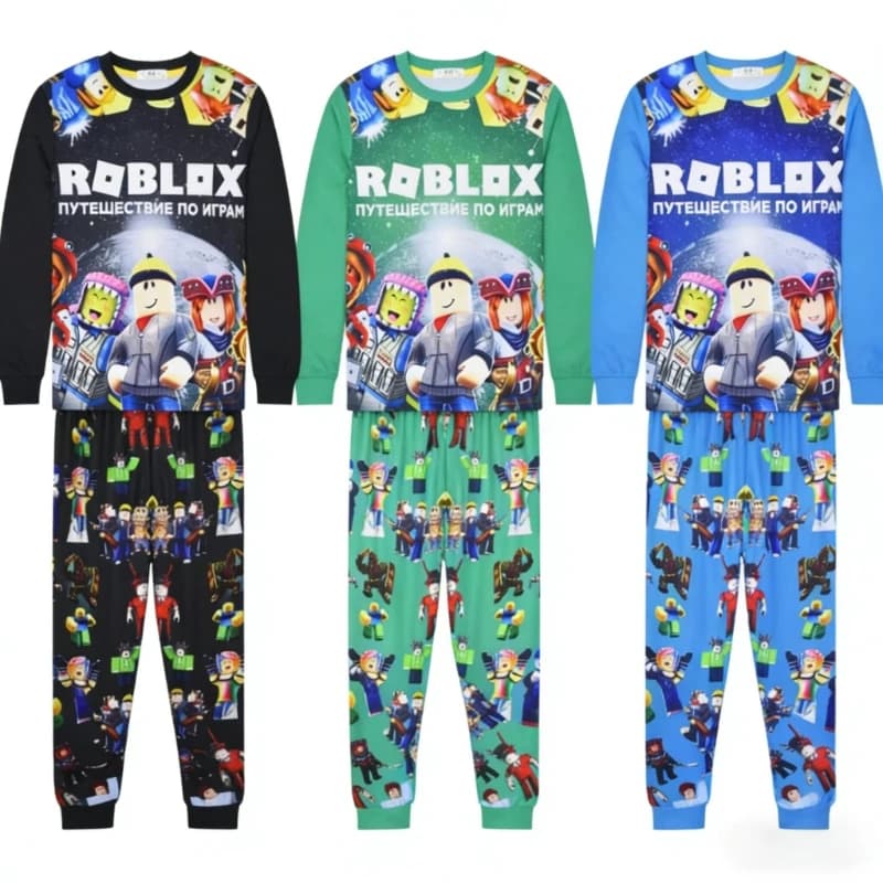Roblox Set pigiama anime per bambini - Pantaloni lunghi a maniche lunghe Casa Comodo pigiama Abbigliamento per bambini Regalo