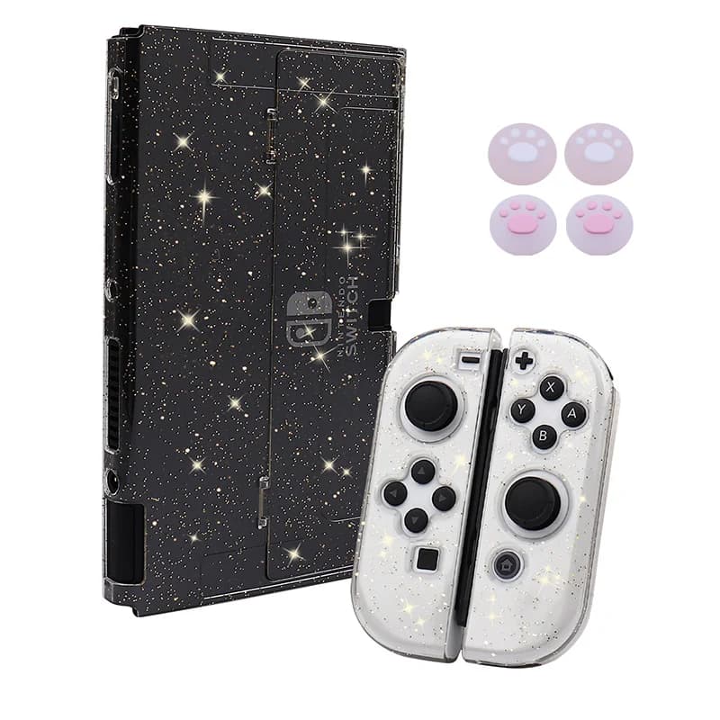 Custodie protettive trasparenti in TPU + PC Glitterry per Nintendo Switch Oled Console Video Gamepad Cover Accessori skin