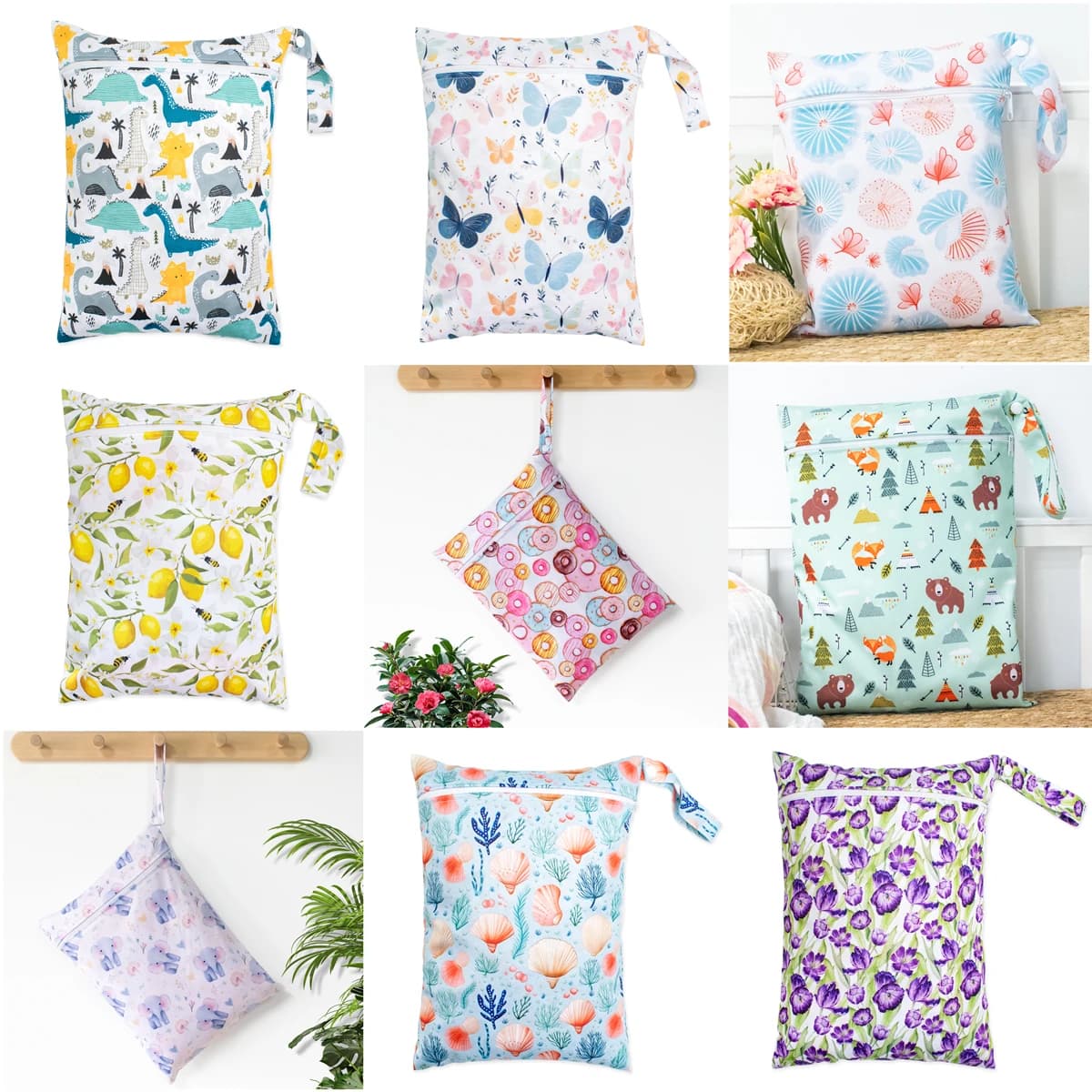 1Pc Reusable Wet bag for Cloth Diaper,Washable Waterproof Material suit for Travel,Beach,Yoga,Sports Laundry Bag