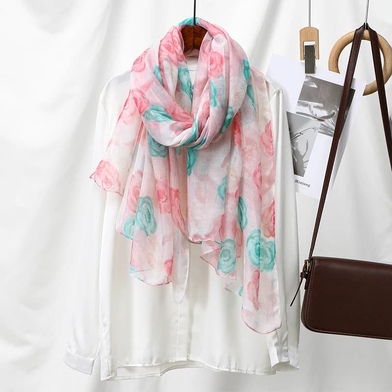 Women's Luxury Beach Scarf in Silk Georgette, Soft Shake, Pashmina, Stola, Muslim Hijab, Solar Protection