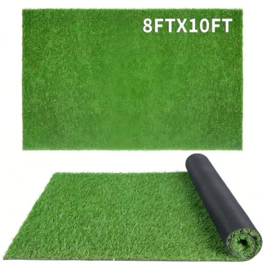Realistic Artificial Turf Grass 8 FT X 10 FT - Large Fake Grass Carpet Indoor Outdoor Rug for Patio Balcony Dogs Pets Kennel Fl