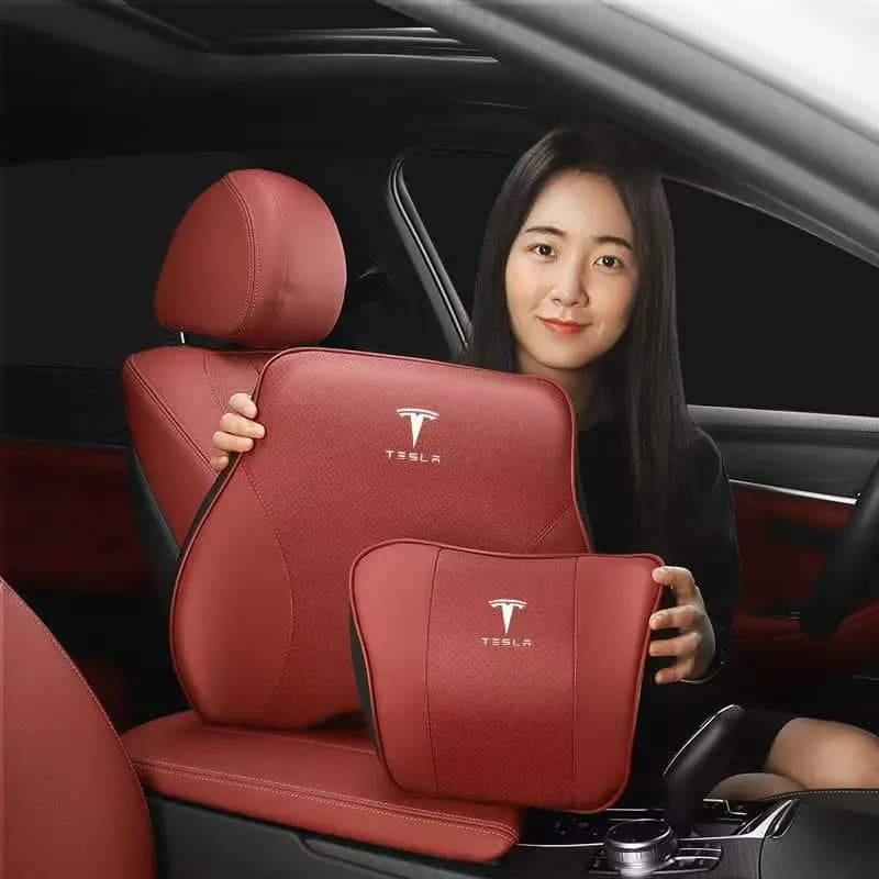 Logo dell'auto Cuscino di supporto per la testa del sedile Cuscino lombare Accessori interni per Tesla Model 3 Model S Model X Model Y Roadster SpaceX