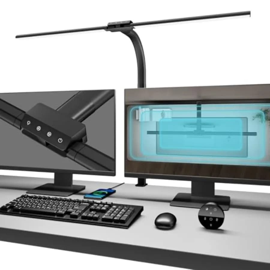 Desk lampLED Desk Lamps for Home Office Eye-Care Architect Lamp for Desk with Clamp Dual Screen Computer Monitor Gooseneck Smar