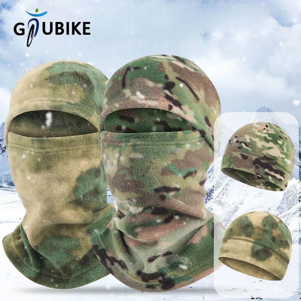 GTUBIKE Winter Cycling Man Polar Fleece Warmer Berretti Camouflage Full Face Mask Hot Ear Lining for helmet Sports Ski Passmontagna Cap