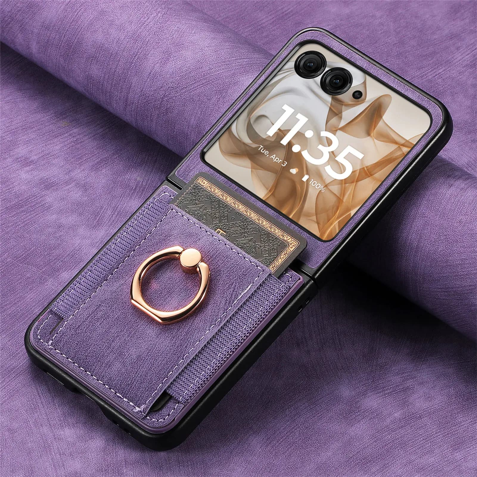 Magnetic leather case with retro ring support for Motorola Razr 50 60 Ultra 40 Fashion insert board Solt Bag Stand Skin Feeling Cover