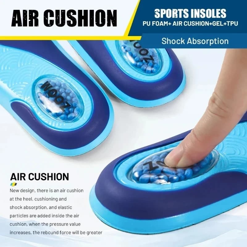 2026 Air Cushion Sports Insoles Arch Support Shock Absorption PU Foam Breathable Soft Running Walking Shoe Inserts For Men Women