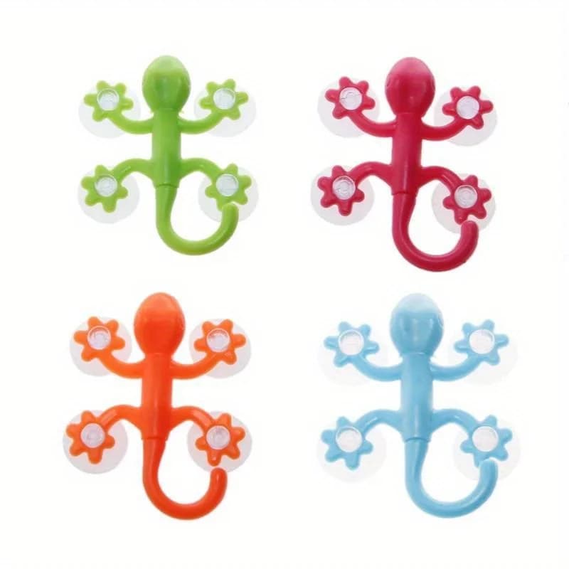 4 pezzi Gecko potente plastica quattro ventose gancio appendiabiti da parete decorazione bagno