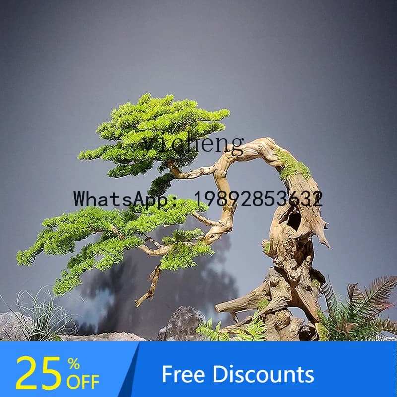 Artificial decoration for bonsai plants with fake tree, inclined neck, cozy, ornament in Chinese style from ground