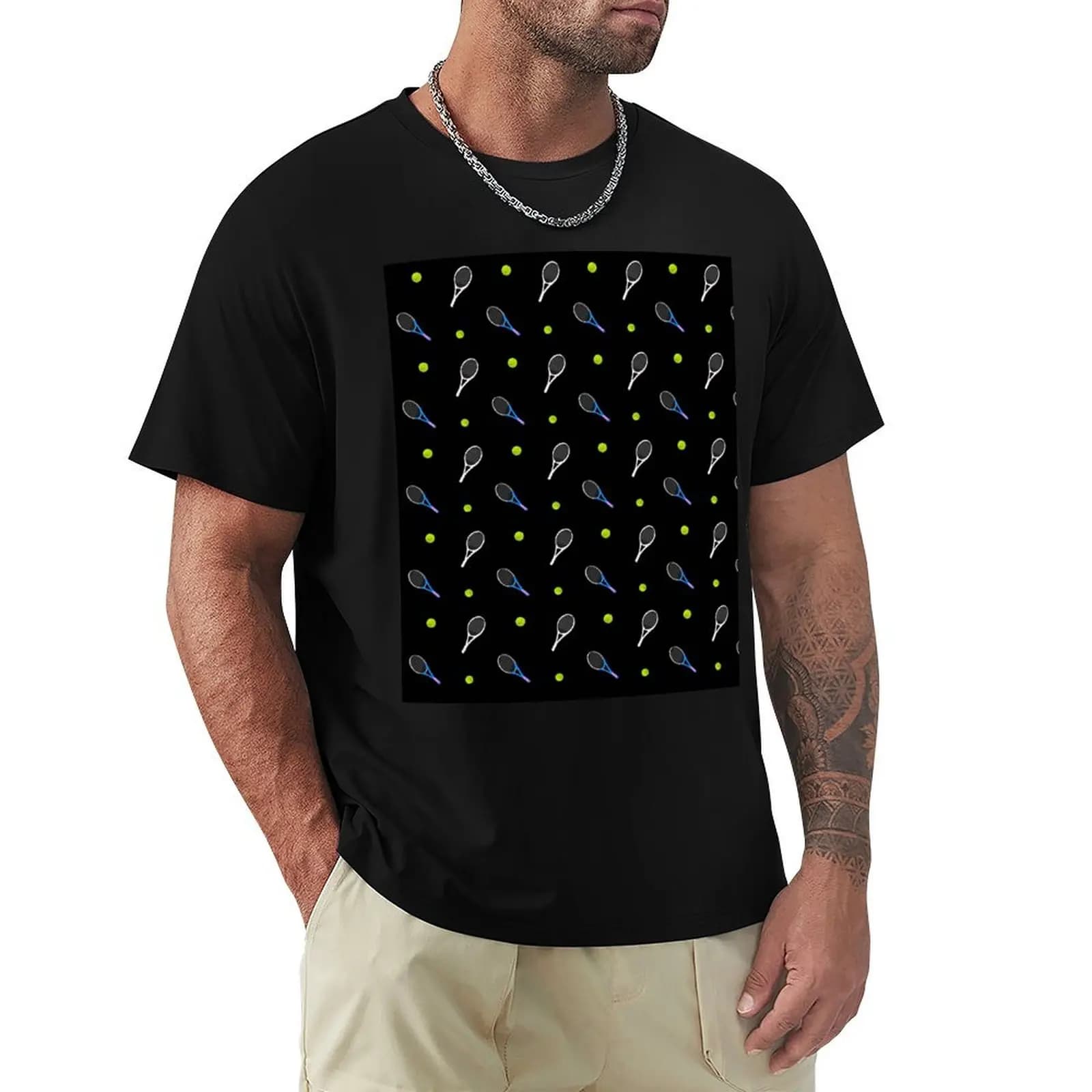 T-shirt Tennis Racket and Tennis Ball, maglietta basic leggera a maniche corte