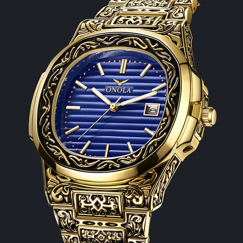 Luxury gold watch men brand ONOLA fashion Steel waterproof golden watches man olock Reloj Hombre
